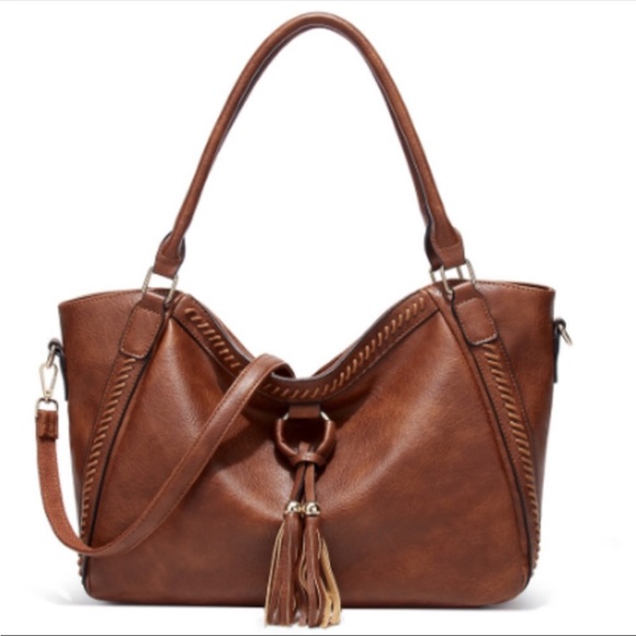 #83 [3 LEFT 🌸CLOSEOUT Firm ❤️NEW! Hamptons Cognac Soft Vegan Leather Bag - Picture 5 of 6